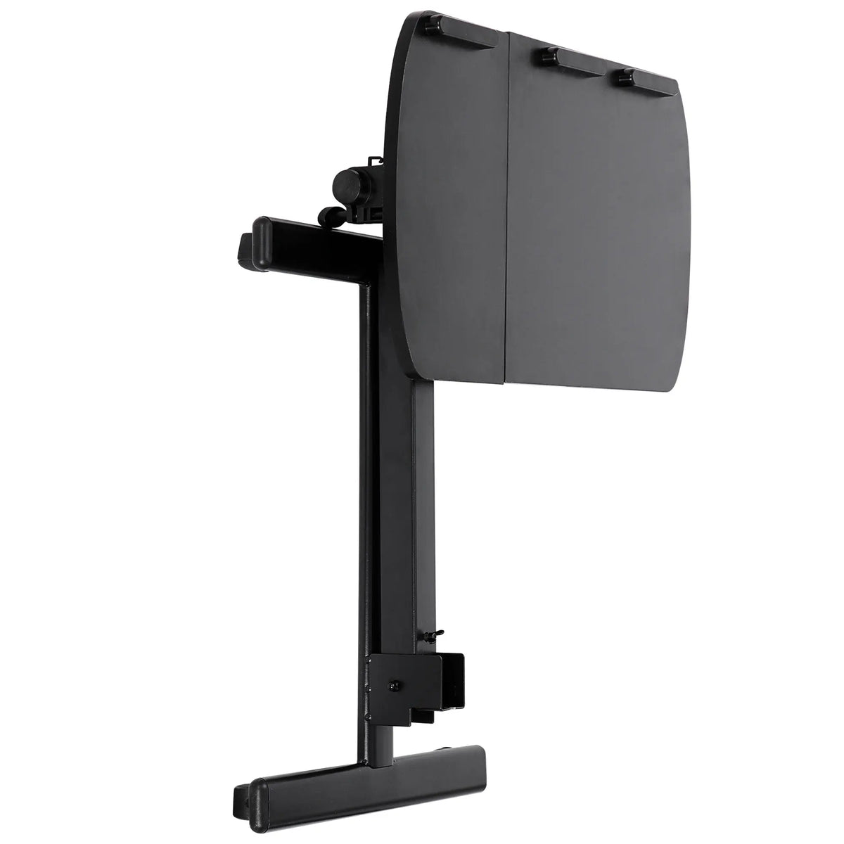 Black Adjustable Rolling Overbed Laptop Cart Stand - MDF+PVC Adjustable Desk Mount, Lockable Transport Wheels, Laptop Support, Tiltable Locking Top, Height Adjustment, Portable Storage Organizer, Tablet Holder, Home Office Use