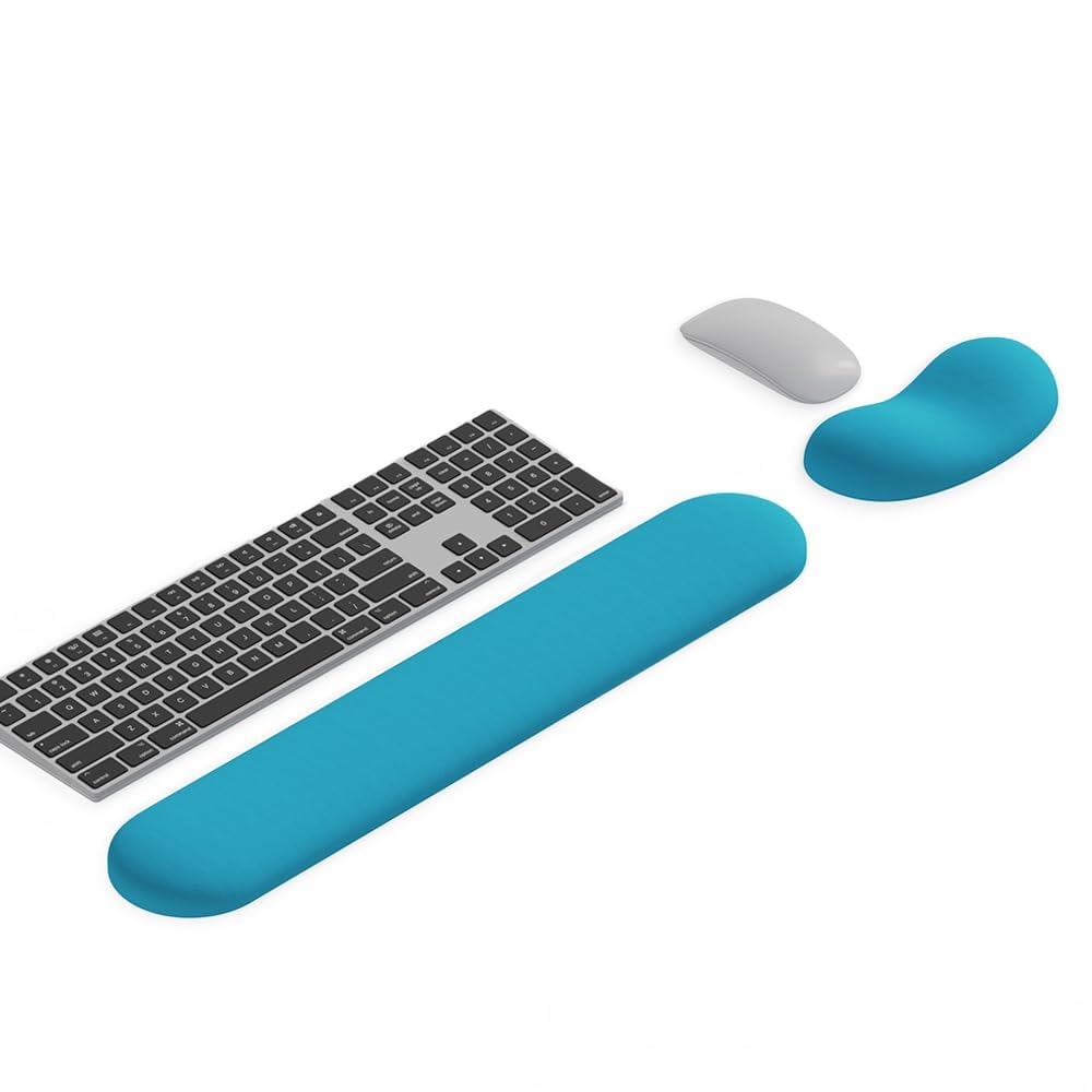 Ergonomic Wrist Rest Set for Keyboard and Mouse | Cooling Gel & Slow-Rebound Memory Foam Palm Support Pad | Luxe Leather, Minimalist, Non-Slip PU Base for Office, Laptop & Gaming (03White)