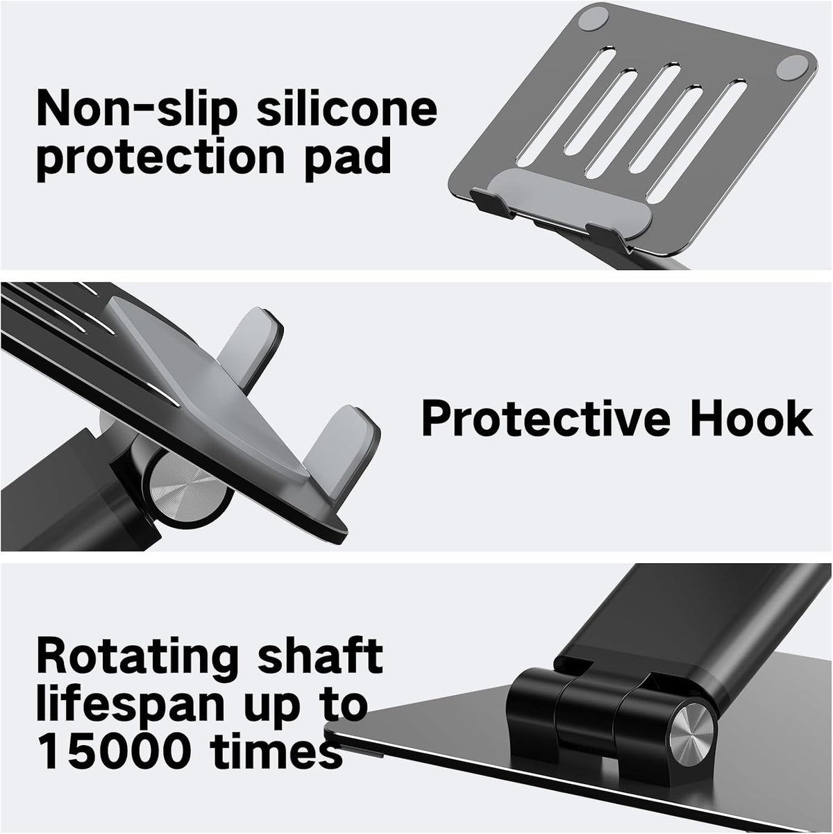 Tonmom Adjustable Laptop Stand for Desk, Metal Foldable Laptop Riser