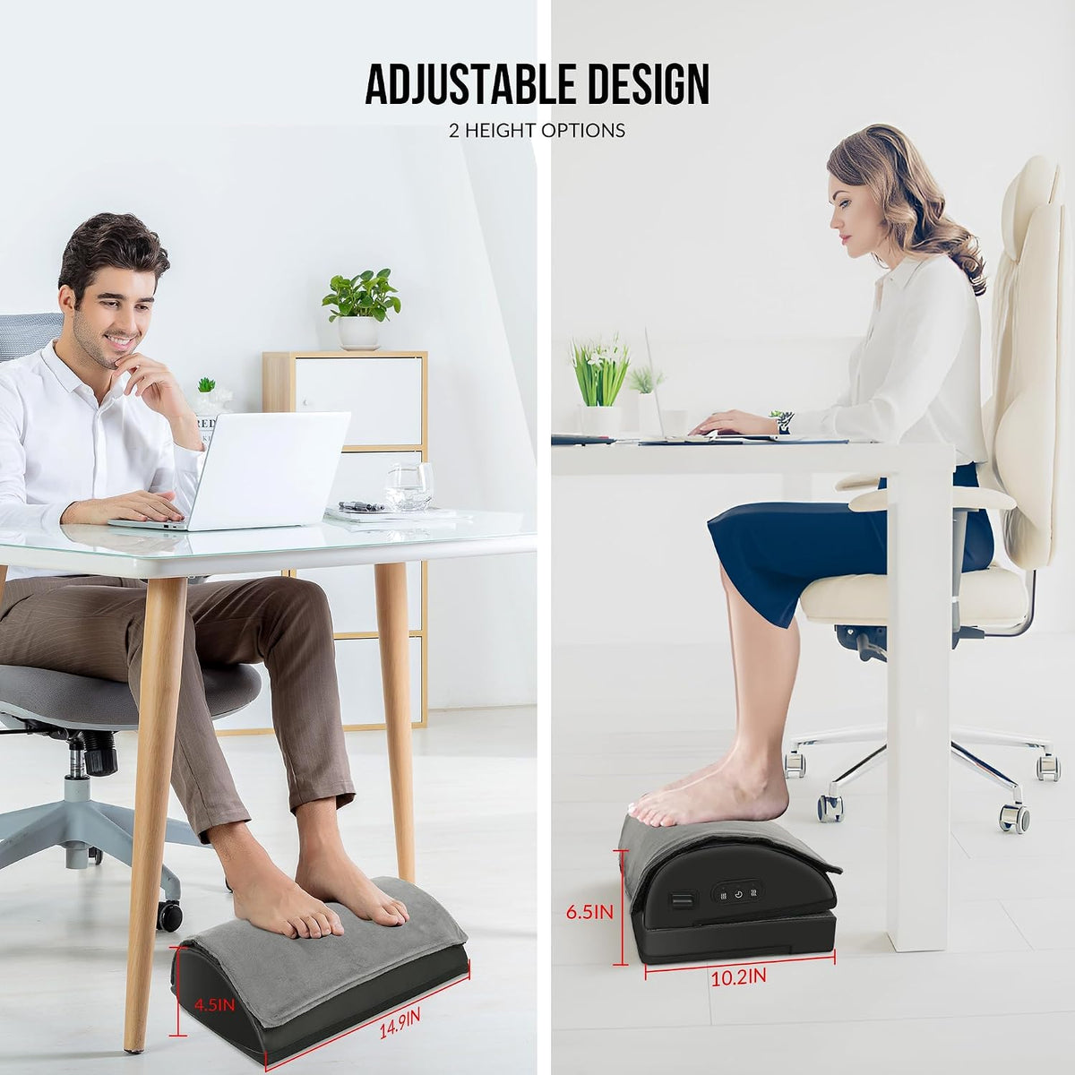 Snailax Foot Rest Under Desk, Heated Footrest with Vibration, Feet Warmer