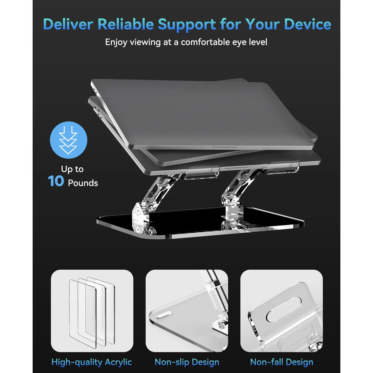 Adjustable Foldable Laptop Stand Portable Computer For Compatible With 10 To 15.6 Inches Notebook Computers