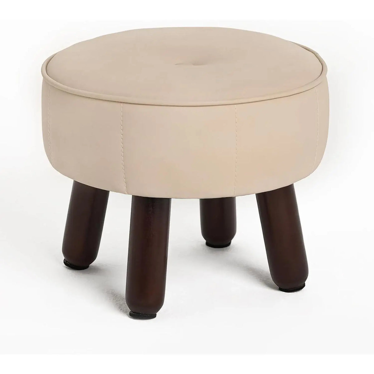 13in Small Foot Stool Ottoman,Round Faux Leather Footrest for Couch | Green Under Desk Pouf Footstool Foot Rest with Non-Skid Rubber Legs for Ling Room, Bedroom, 13''L x 13''W x 10.2''H