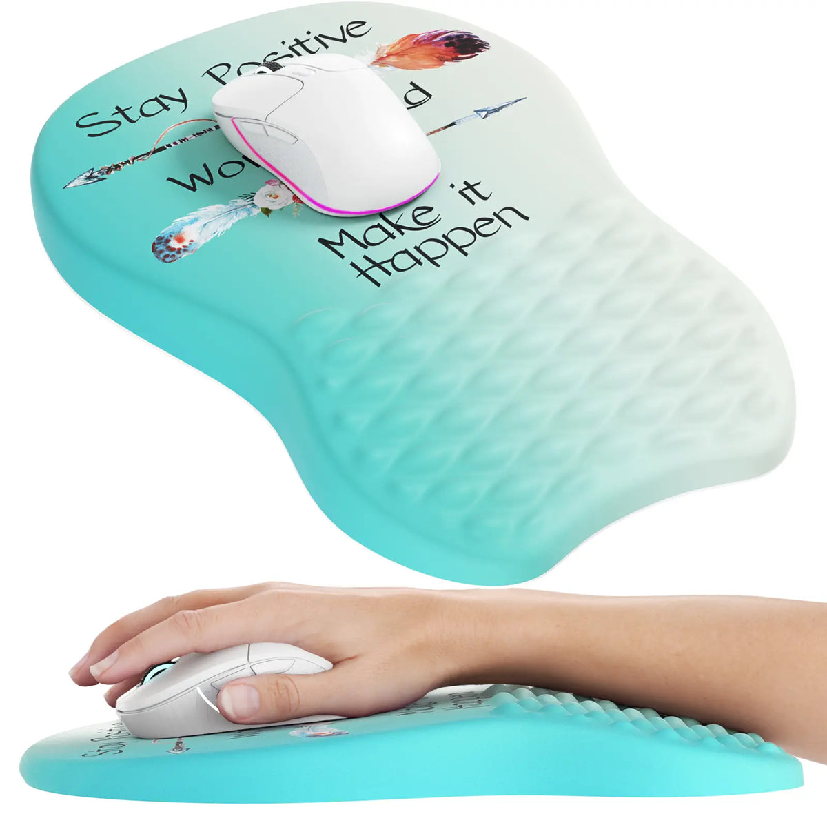 MROCO Ergonomic Memory Foam Wrist Rest Mouse Pad, 11.8 x 7.8 x 1.2 in Micro-Texture Fabric Surface, Non-Slip Base Office Accessories for Home/Office Use, Black, Cleanable with Damp Cloth,sohochic