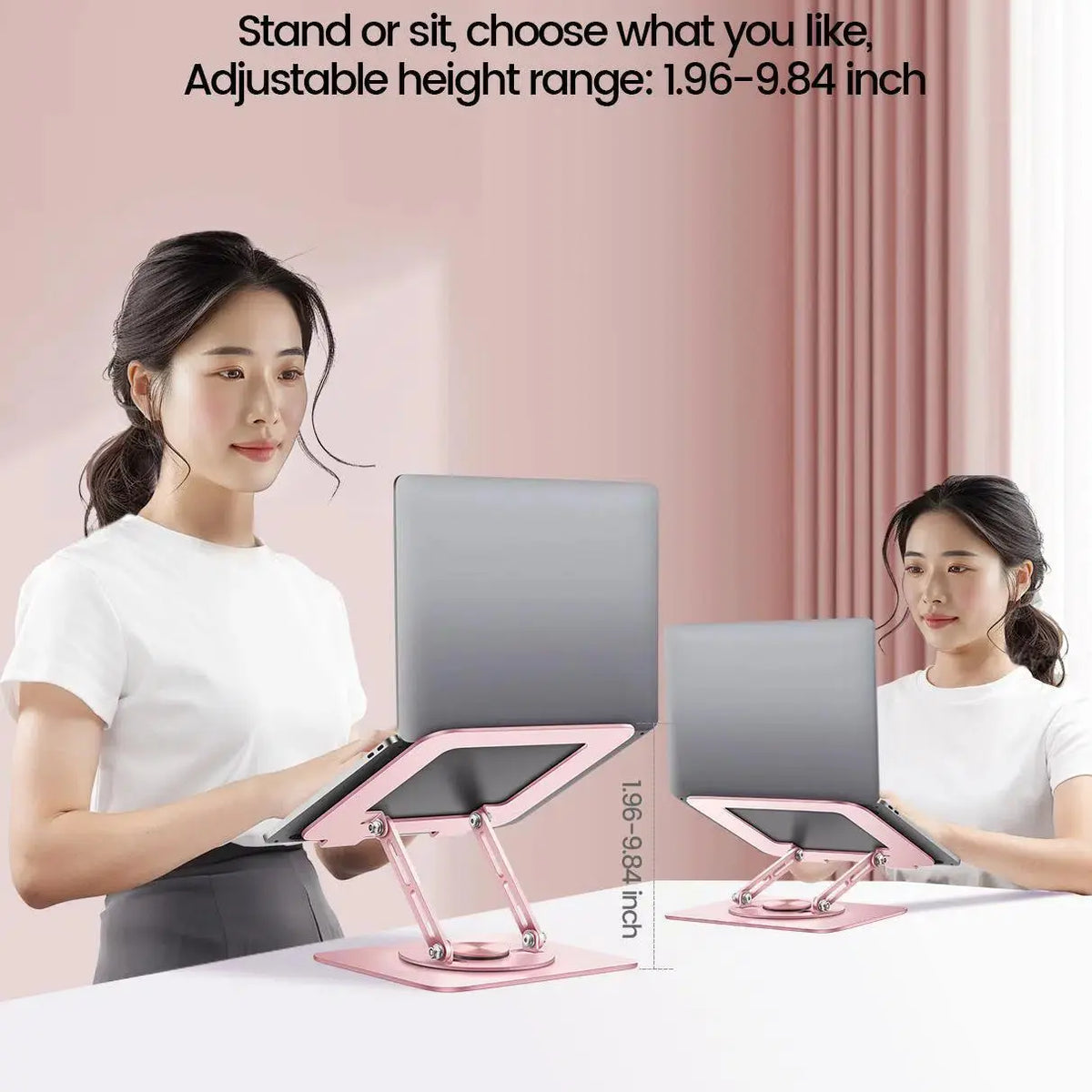 Vaydeer Adjustable Rotating Laptop & Tablet Stand - 360° Rotation Base, Foldable Ergonomic Monitor Riser, Office Accessories for Ipads, MacBook & More, Official Setup Display Stand