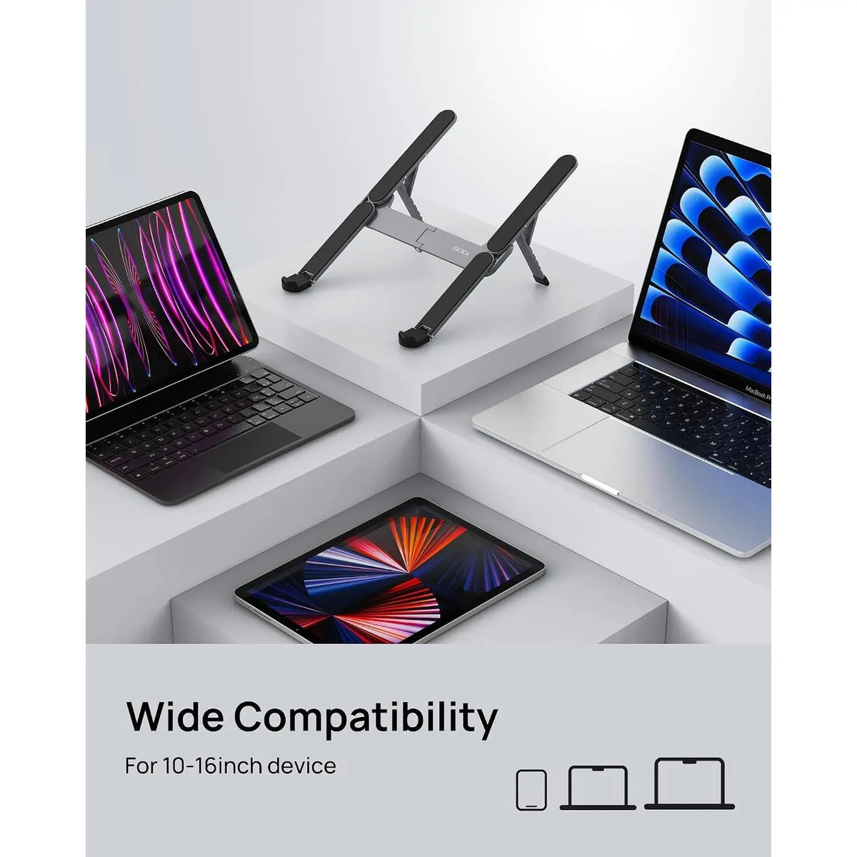 Ultra Compact Foldable & Portable Laptop Stand for Desk, Lightweight Tablet Stand for Business Travel, Library, Cafe, 6-Level Height Ergonomic Aluminum Computer Holder for 10-16" LaptopsGift