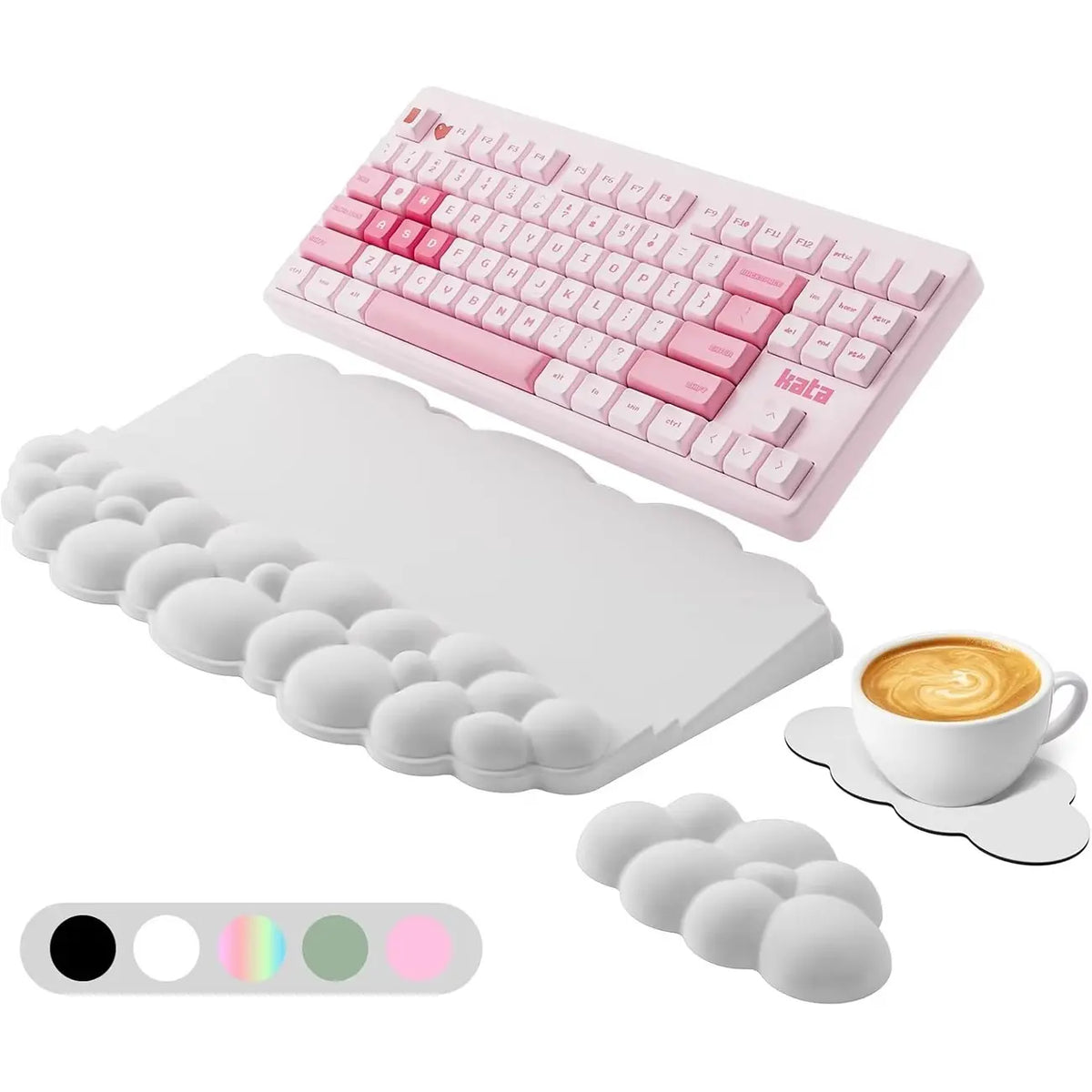 Ergonomic Wrist Rest for Keyboard And Mouse, Soft Memory Foam Cloud Keyboard Stand Pad with Wrist Rest Set, Easy Typing, Comfort for Office, Work, Gaming - White