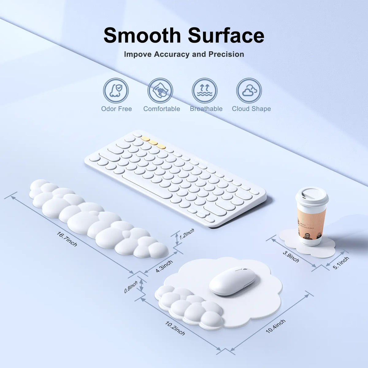 Ergonomic Cloud Wrist Rest Gaming & Universal Mouse Pad Set with Keyboard Wrist Support, Non-Slip Office Accessories