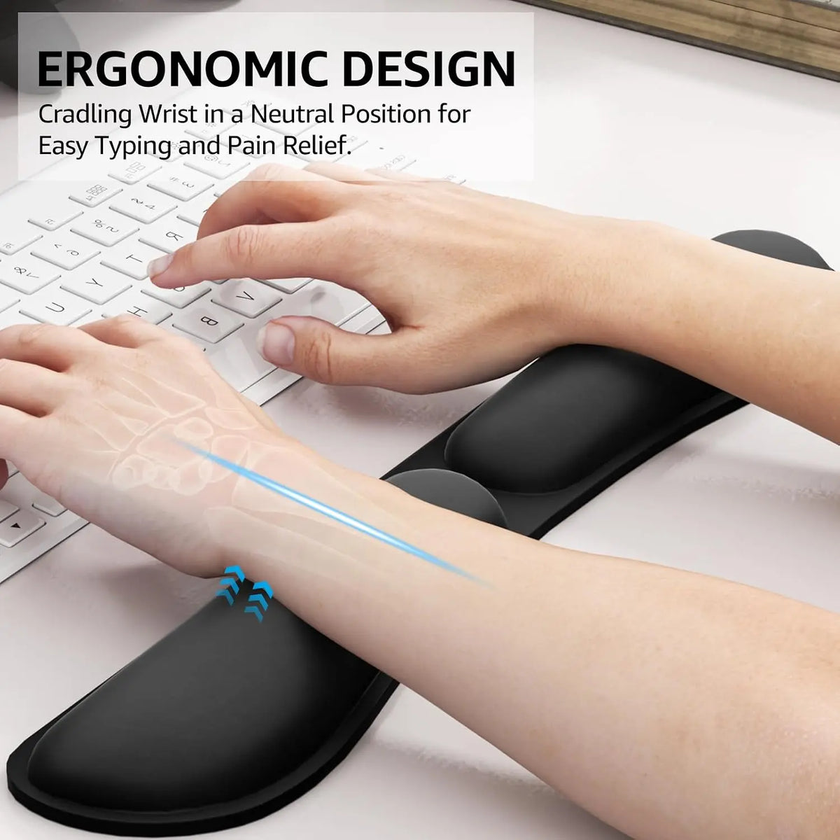 Memory Foam Keyboard Wrist Rest, Ergonomic Design, Non-Slip Base, Wrist Support for Office Use, Supports Wrists