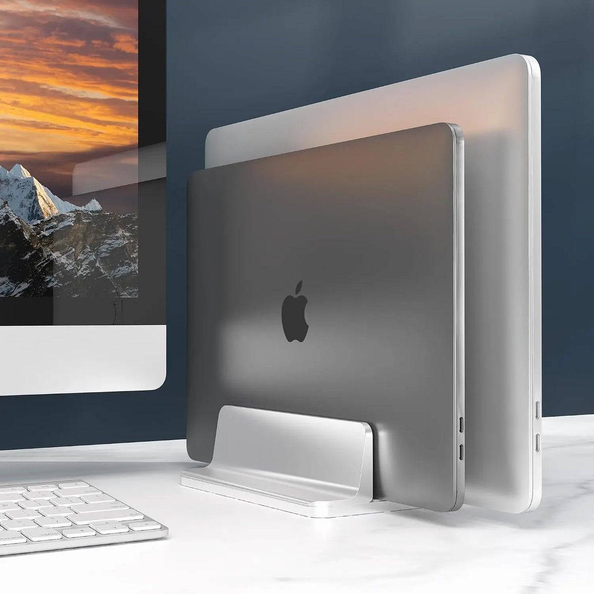 Vertical Laptop Stand, Adjustable 2 Slot  Desktop Holde(Up to 17.3 inch), Fits  MacBook/ Surface///ChromeBook/iPad and Gaming Laptops ()