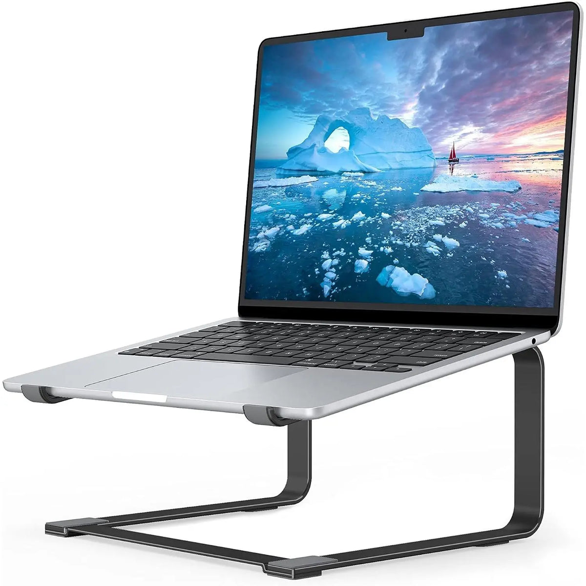 Ergonomic Metal Laptop Stand for Desk, Fits 12-17.3 Inch Laptops, Heavy Duty Stable Desktop Riser, Improves Eye Level & Workspace Organization, SilverGift