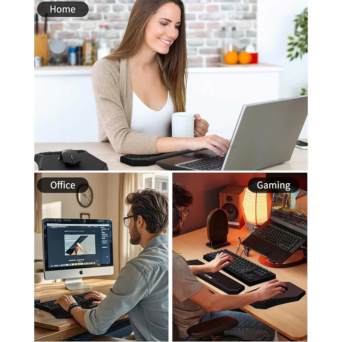 Ergonomic Mouse Pad and Keyboard Wrist Rest Support Set, Massage Design Mousepad for Carpal Tunnel Pain Relief, Memory Foam, Non-Slip PU Base for Computer Desk