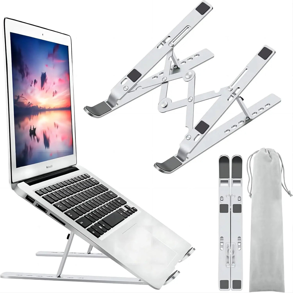 Laptop Stand for Desk, Adjustable Foldable  Riser, Black | Supports  10-15.6 inch laptops and tablets with adjustable height and angle for improved comfort