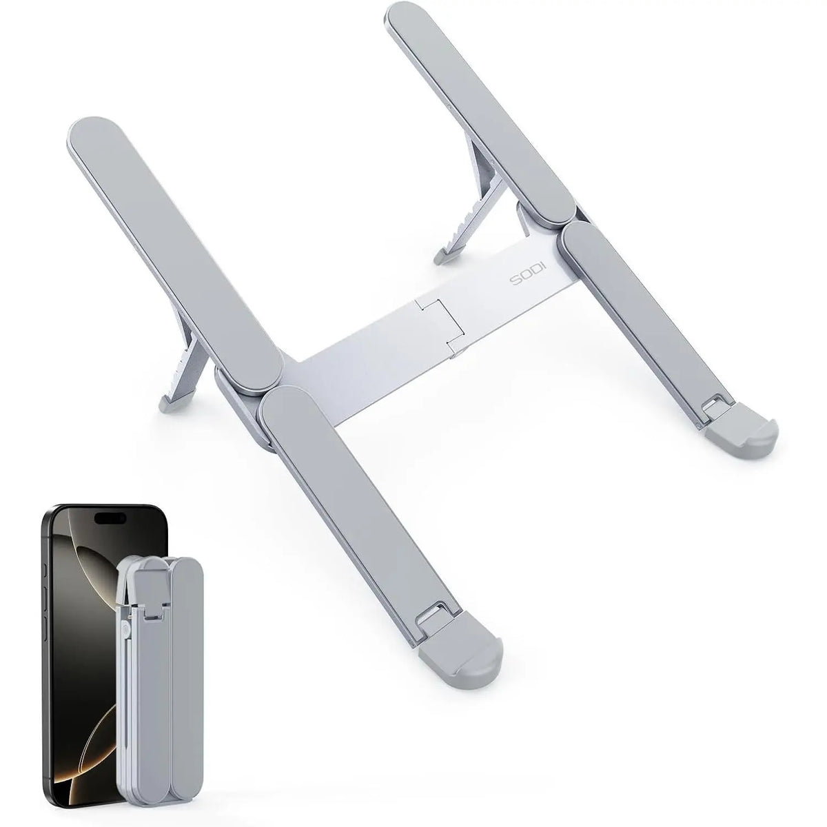 Ultra Compact Foldable & Portable Laptop Stand for Desk, Lightweight Tablet Stand for Business Travel, Library, Cafe, 6-Level Height Ergonomic Aluminum Computer Holder for 10-16" LaptopsGift