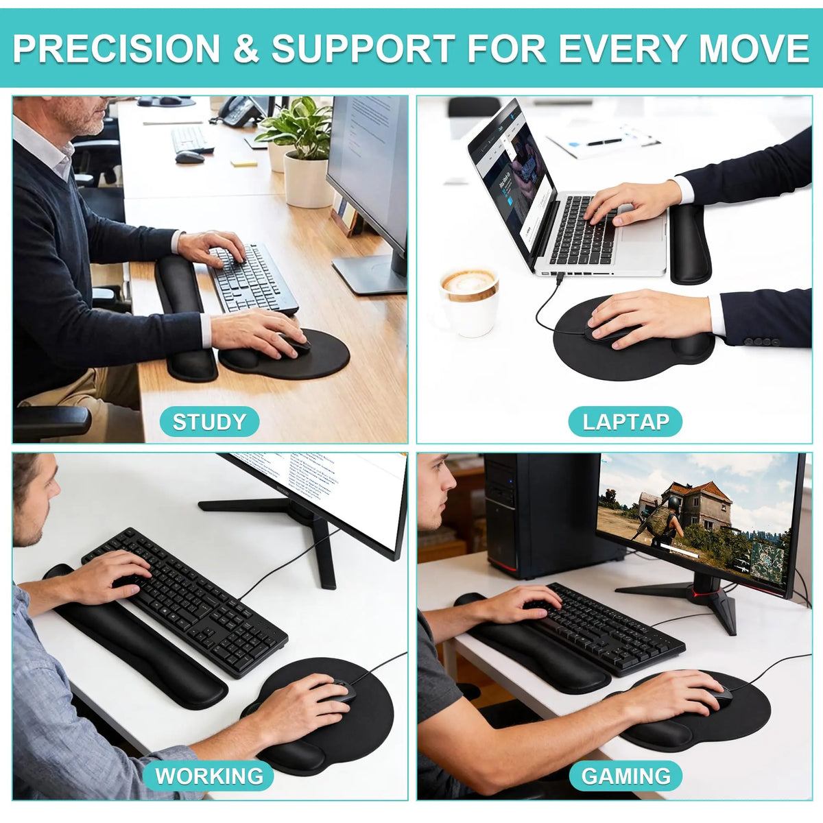 Mouse Pad and Keyboard Wrist Rest- Ergonomic Wrist Rest for Computer Keyboard and Mouse Pad, Memory Foam Wrist Support for Comfy Typing, Ideal for Laptop, Office, Gaming Visit the TONOS Store