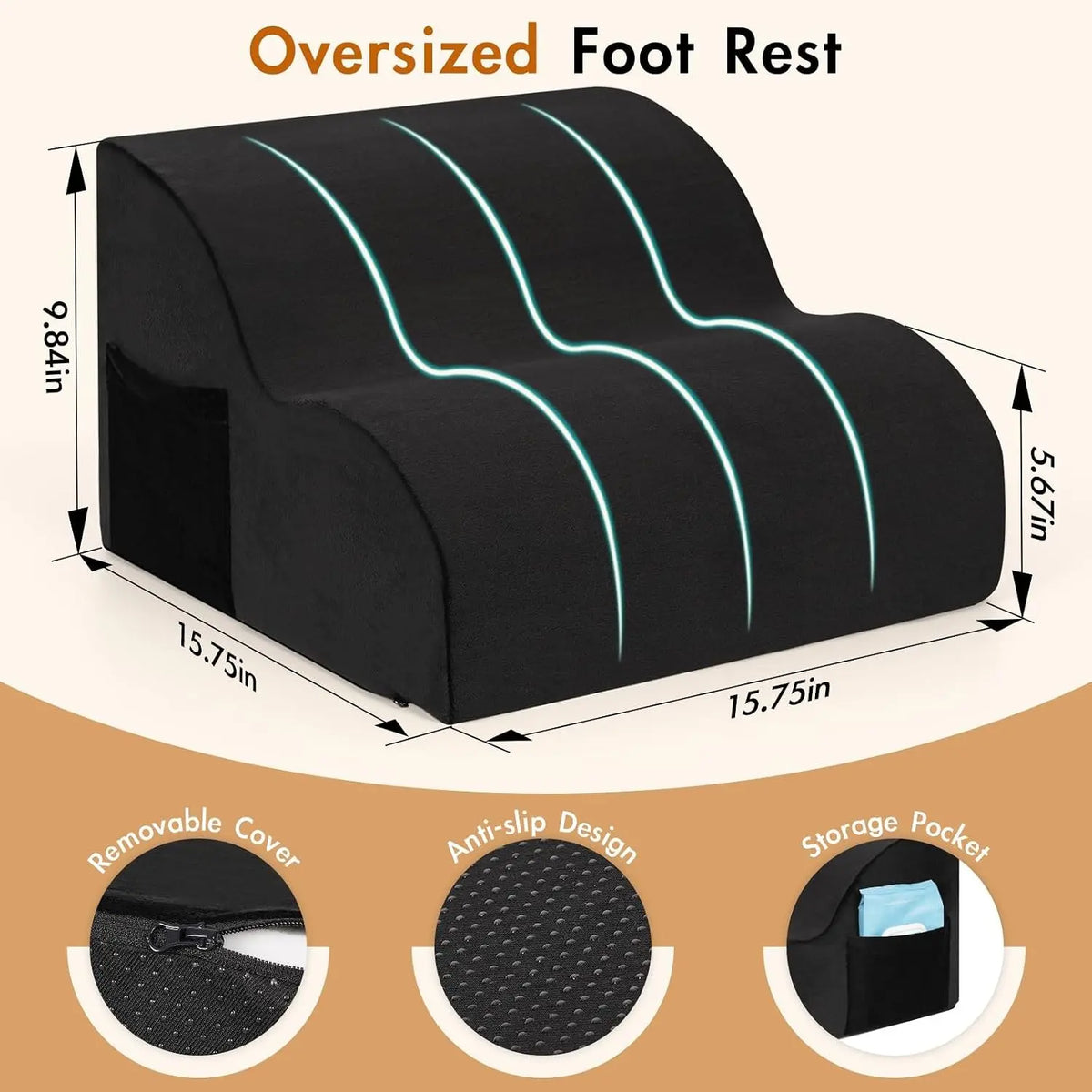 Ergonomic Under-Desk Foot Rest, Comfortable Office Foot Stool for Work