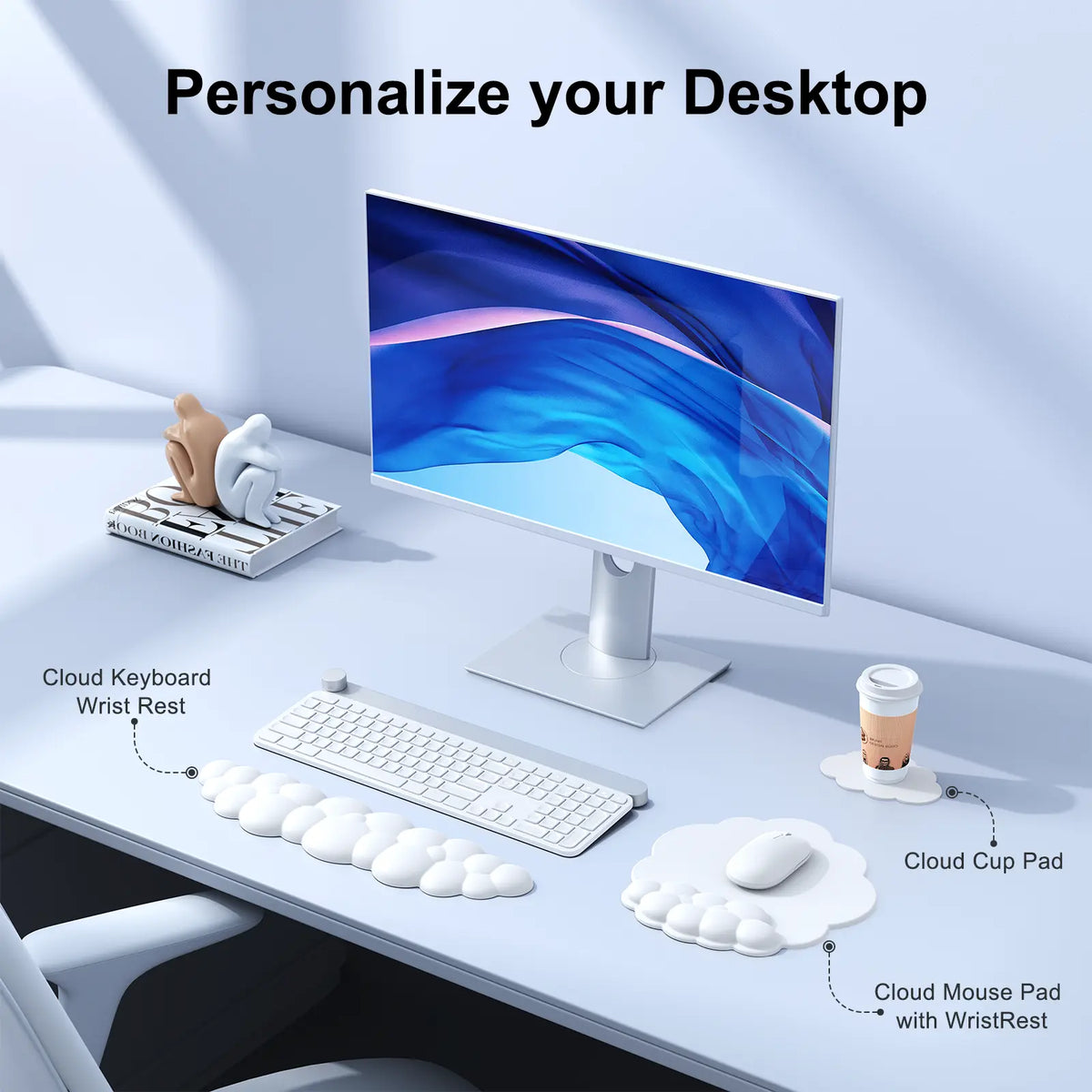 Ergonomic Cloud Wrist Rest Gaming & Universal Mouse Pad Set with Keyboard Wrist Support, Non-Slip Office Accessories