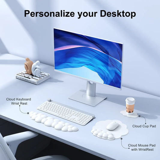 Ergonomic Cloud Wrist Rest Gaming & Universal Mouse Pad Set with Keyboard Wrist Support, Non-Slip Office Accessories