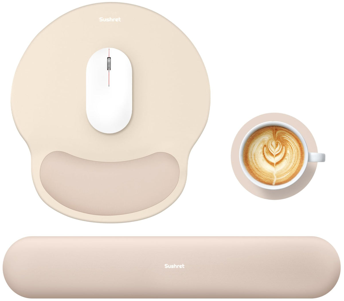 Sushret Mouse Pad and Keyboard Wrist Rest, 3-in-1 Gel Memory Foam Ergonomic Mouse Pad with Wrist Rest Set,Gaming Mousepad Arm Cushion Support for Computer Office Desk Accessories Cute Setup,Sage Green