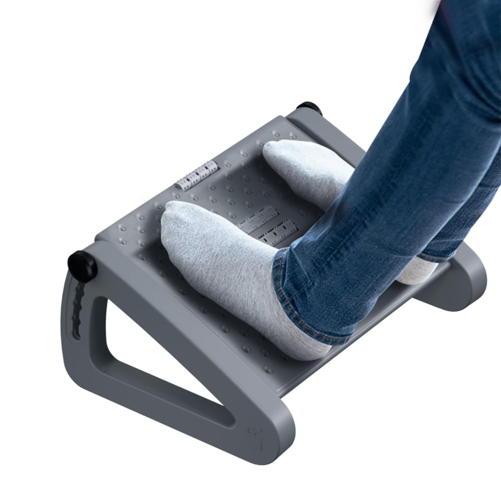 Foot Rest for Under Desk at Work, Six Heights Adjustable Foot Stool