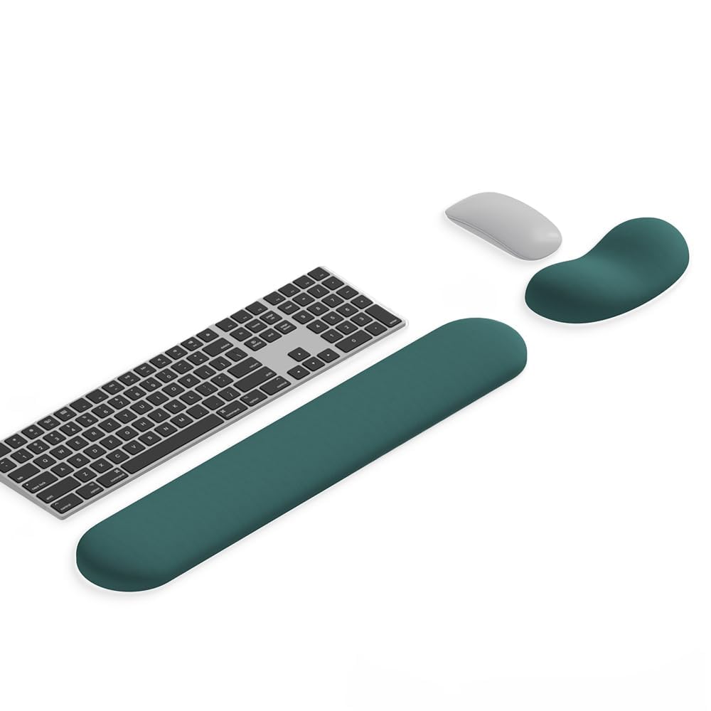Ergonomic Wrist Rest Set for Keyboard and Mouse | Cooling Gel & Slow-Rebound Memory Foam Palm Support Pad | Luxe Leather, Minimalist, Non-Slip PU Base for Office, Laptop & Gaming (03White)