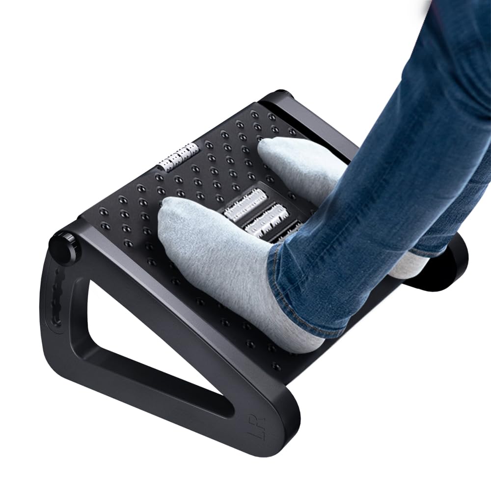 Foot Rest for Under Desk at Work, Six Heights Adjustable Foot Stool