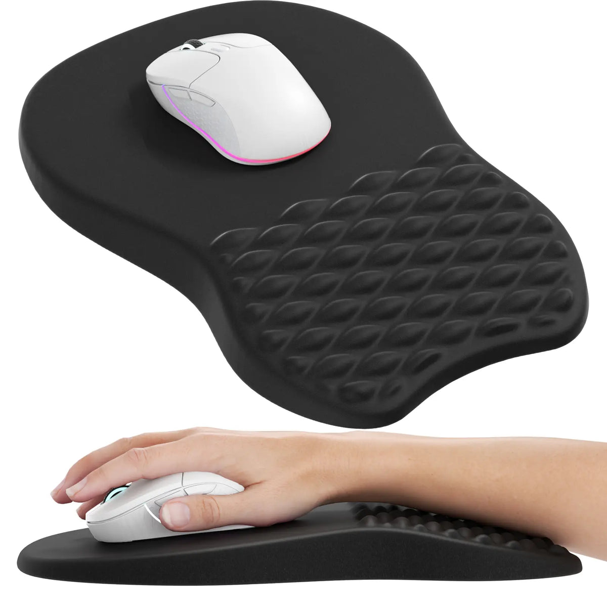 MROCO Ergonomic Memory Foam Wrist Rest Mouse Pad, 11.8 x 7.8 x 1.2 in Micro-Texture Fabric Surface, Non-Slip Base Office Accessories for Home/Office Use, Black, Cleanable with Damp Cloth,sohochic