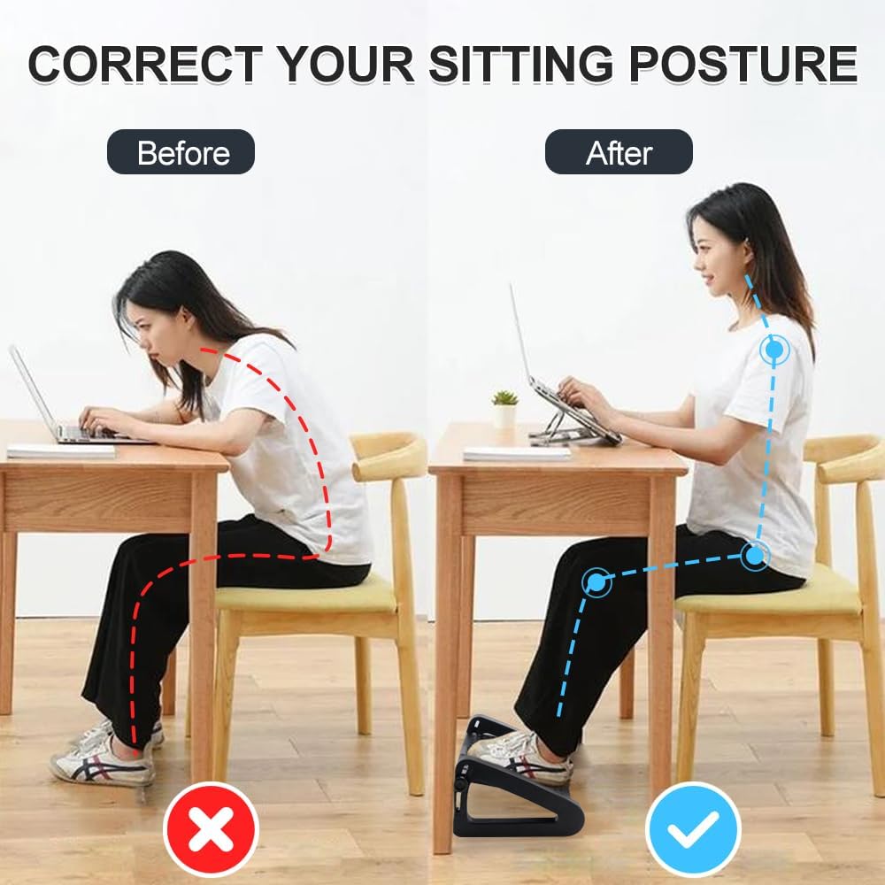 Foot Rest for Under Desk at Work, Six Heights Adjustable Foot Stool