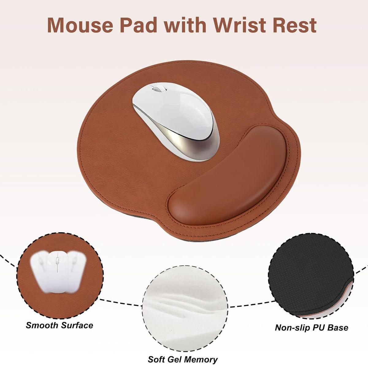 MOSISO Wrist Rest Support for Mouse Pad&Keyboard Set, Brown