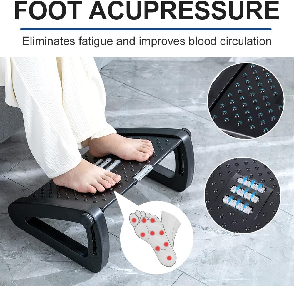 Foot Rest for Under Desk at Work, Six Heights Adjustable Foot Stool