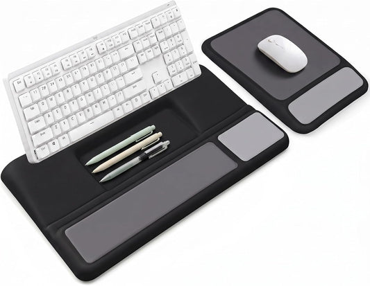 3-in-1 Ergonomic Keyboard Stand & Mouse Pad Set with Wrist Rest, Black