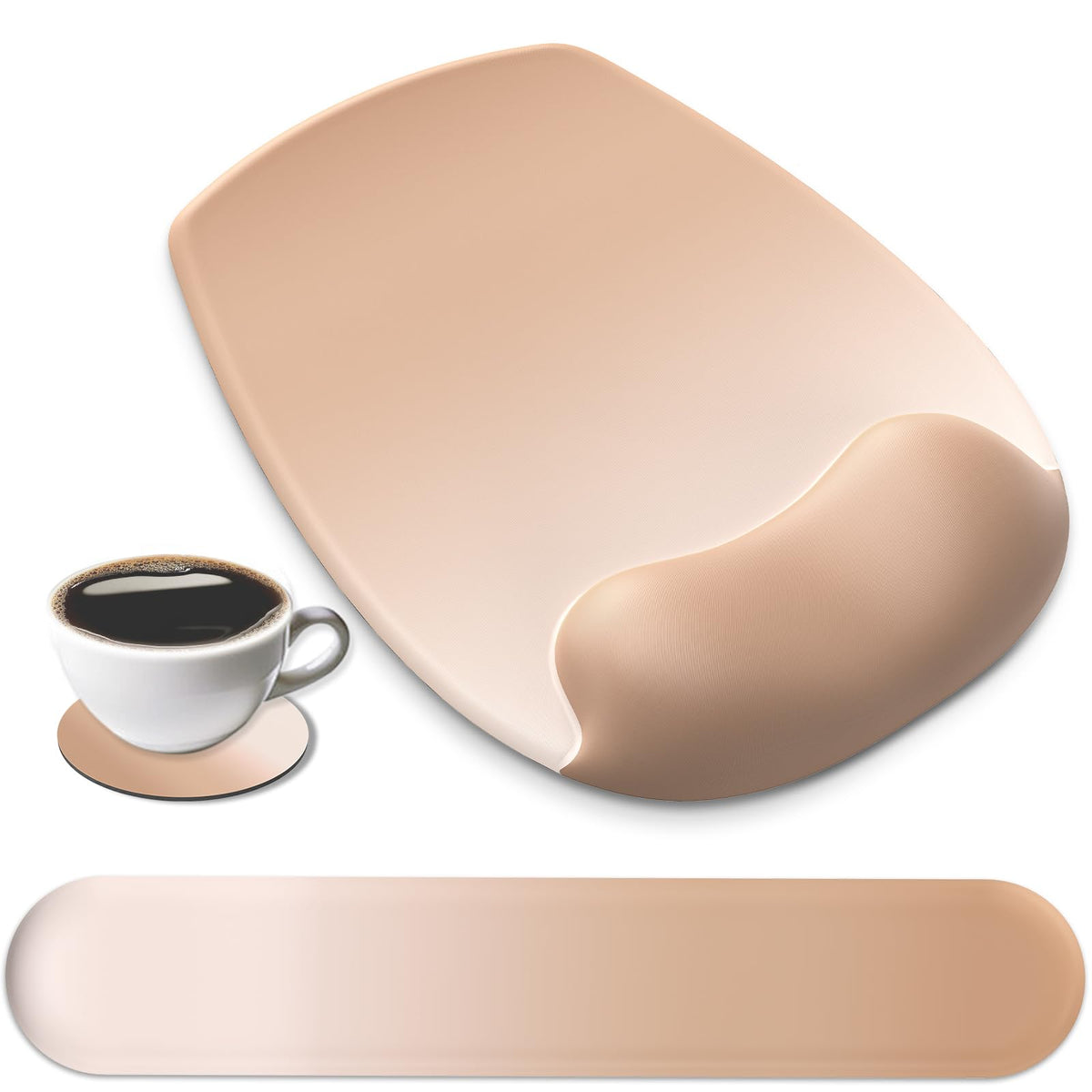 AKIT Ergonomic Mouse Pad with Wrist Rest&Keyboard Wrist Rest Set, Gel, Pink