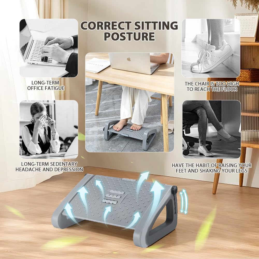 CasaZenith Foot Rest, Six Heights Adjustable Foot Rest Under Desk at Work