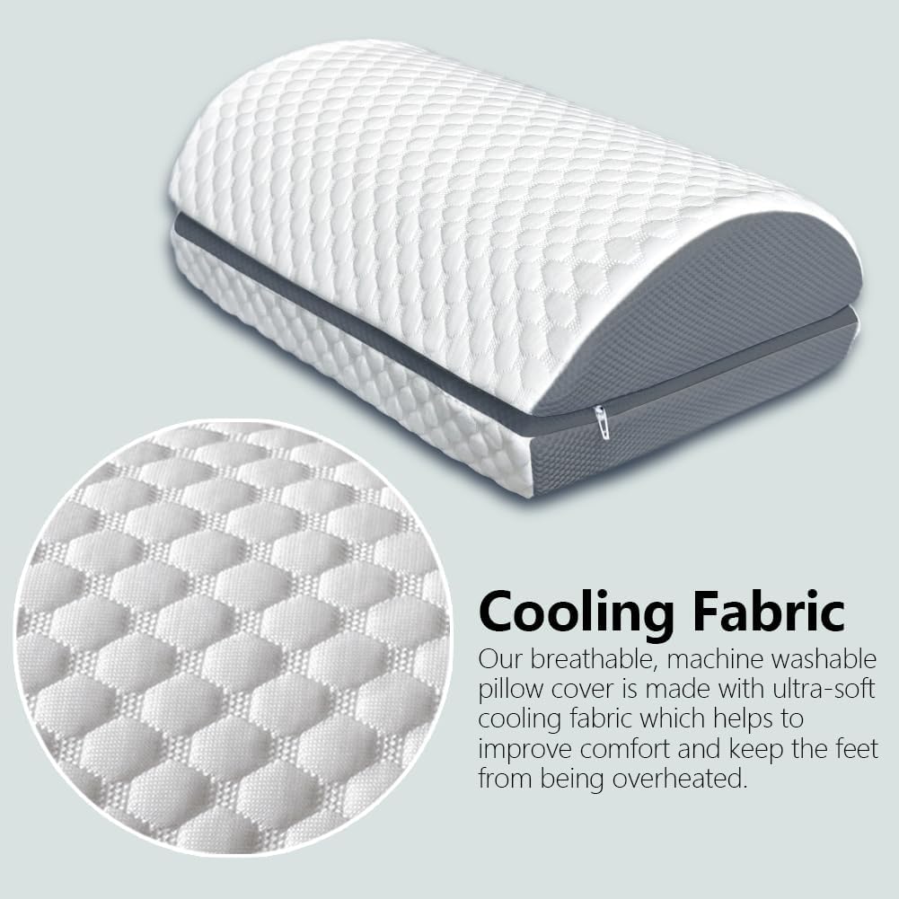 BlissfulNest Foot Rest Pillow for Under Desk at Work Office Footrest High Density Memory Foam Cooling Fabric Height Adjustable Foot Elevation Firm Feet Rest