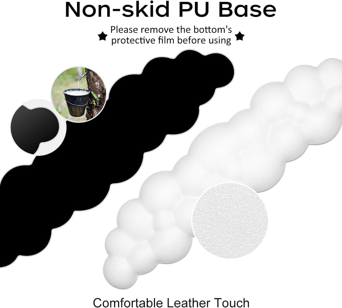 JIKIOU Upgrade Leather Cloud Wrist Rest for Keyboard and Mouse & Cup Pad