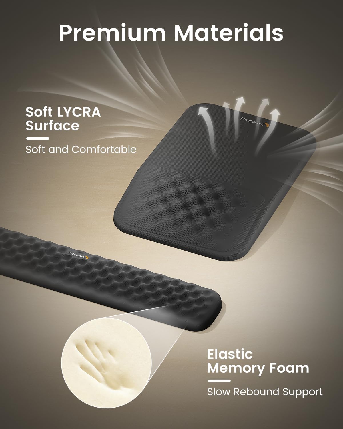 ProtoArc KMP50 Ergonomic Mouse Pad with Wrist Rest, Lycra Surface, Black