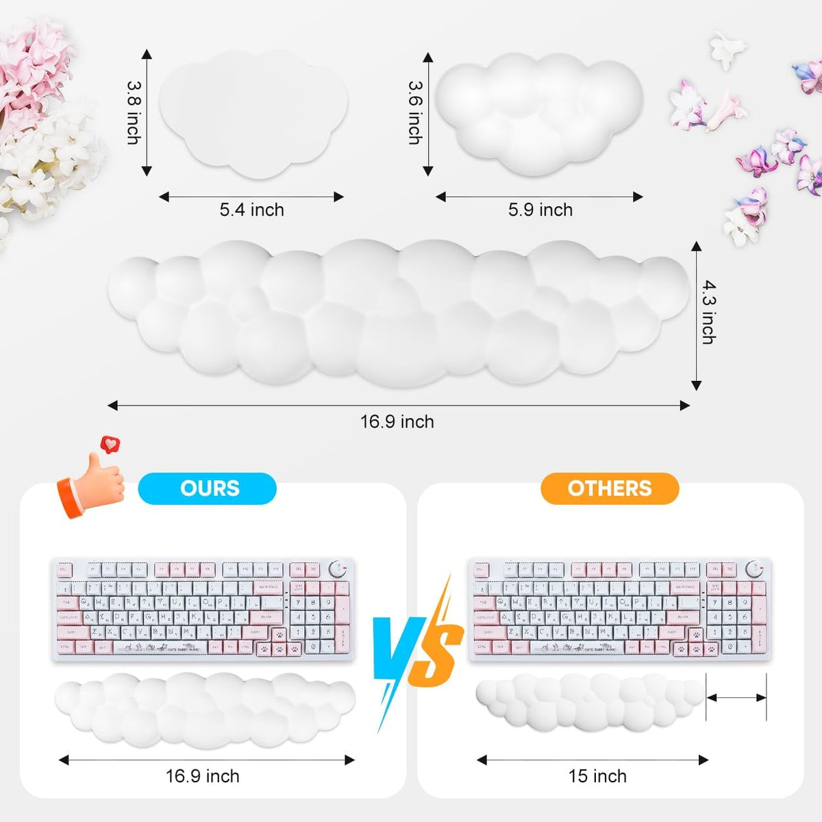 JIKIOU Upgrade Leather Cloud Wrist Rest for Keyboard and Mouse & Cup Pad