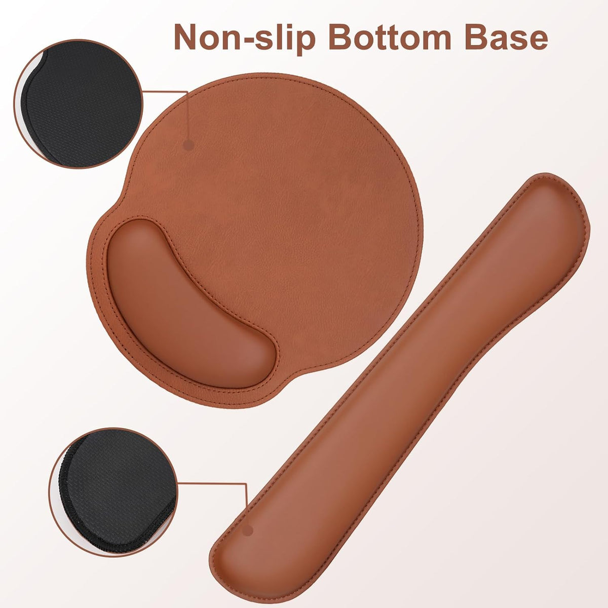 MOSISO Wrist Rest Support for Mouse Pad&Keyboard Set, Brown