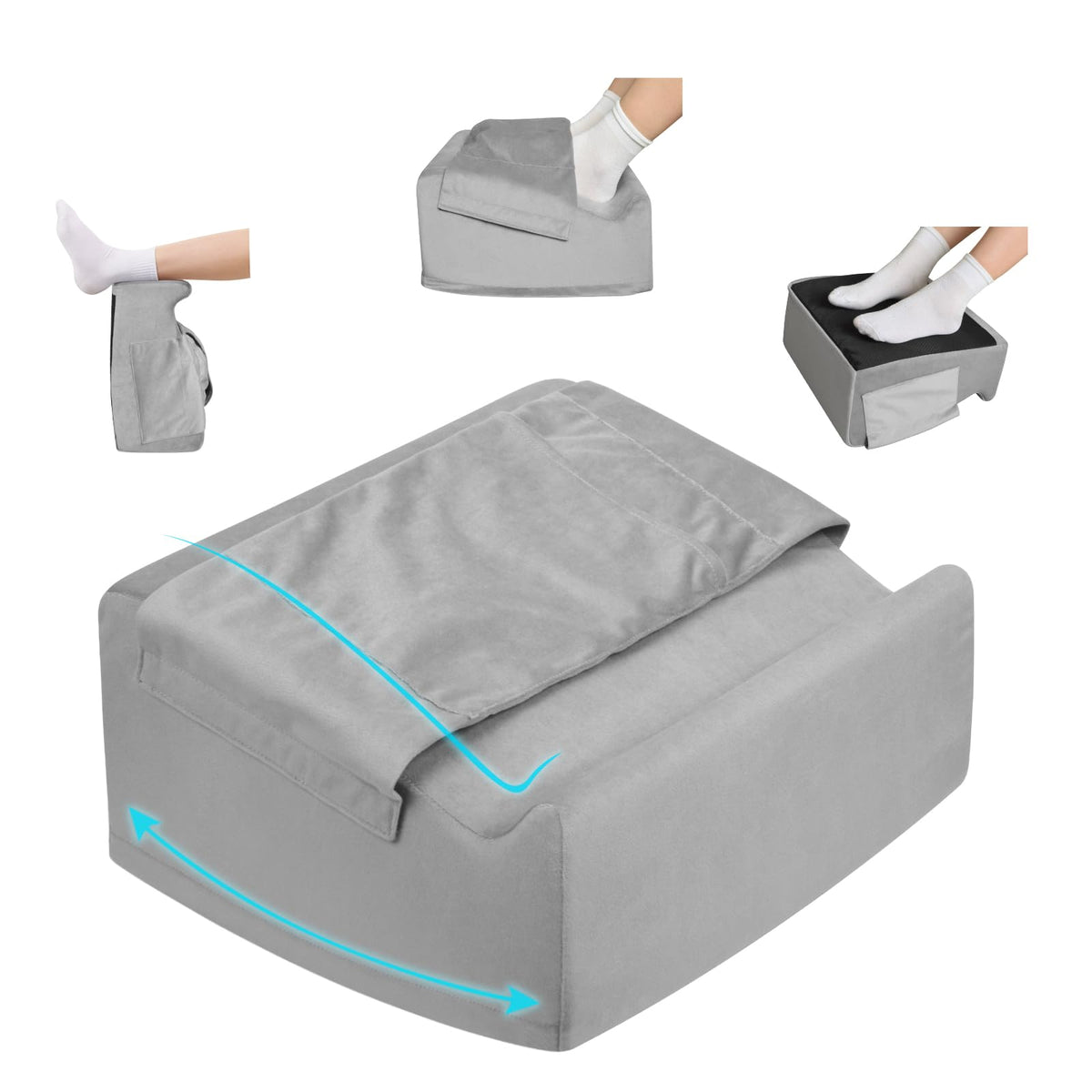 Foot Rest Under Desk with Rocking Base | Gray Velvet