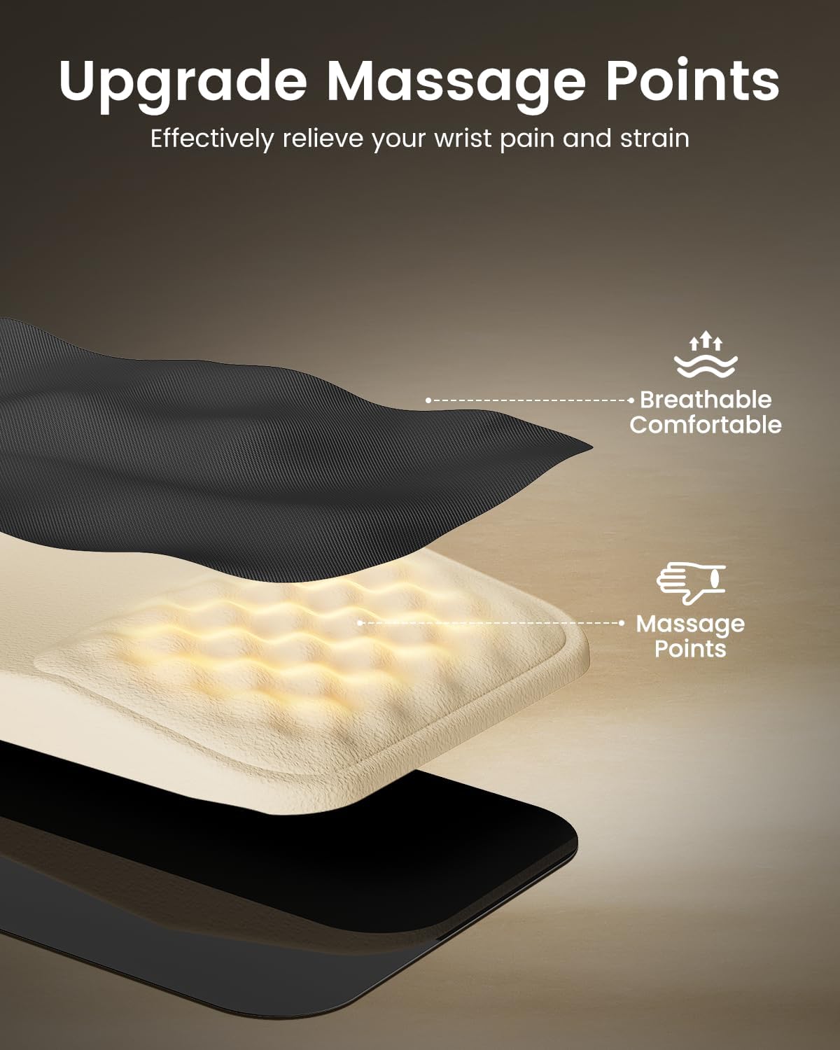 ProtoArc KMP50 Ergonomic Mouse Pad with Wrist Rest, Lycra Surface, Black