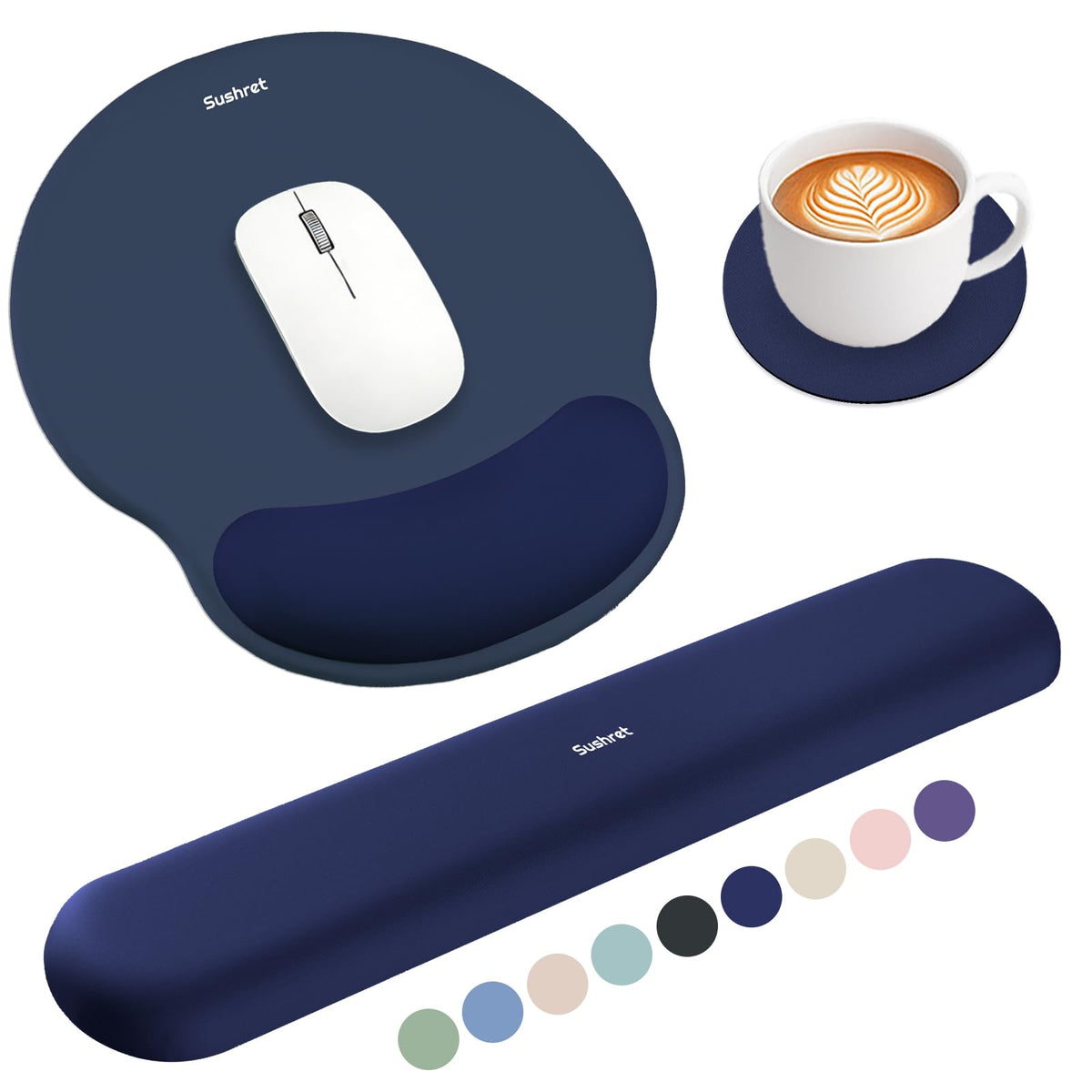 Sushret Mouse Pad and Keyboard Wrist Rest, 3-in-1 Gel Memory Foam Ergonomic Mouse Pad with Wrist Rest Set,Gaming Mousepad Arm Cushion Support for Computer Office Desk Accessories Cute Setup,Sage Green