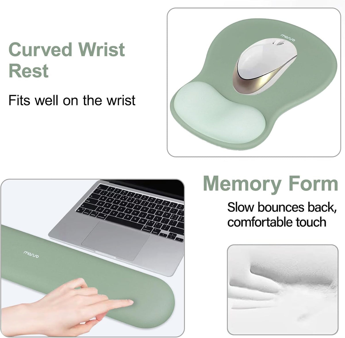 MOSISO Wrist Rest Support for Mouse Pad&Keyboard Set, Green