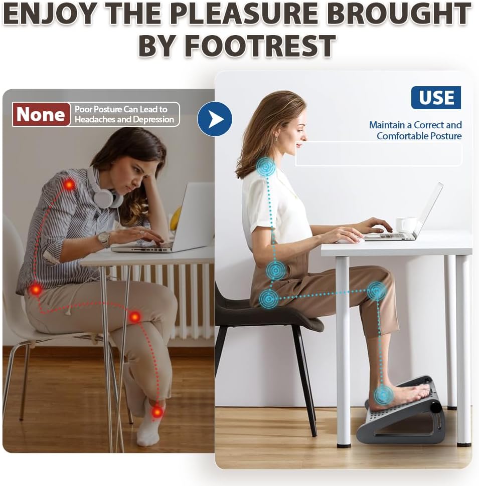 CasaZenith Foot Rest, Six Heights Adjustable Foot Rest Under Desk at Work