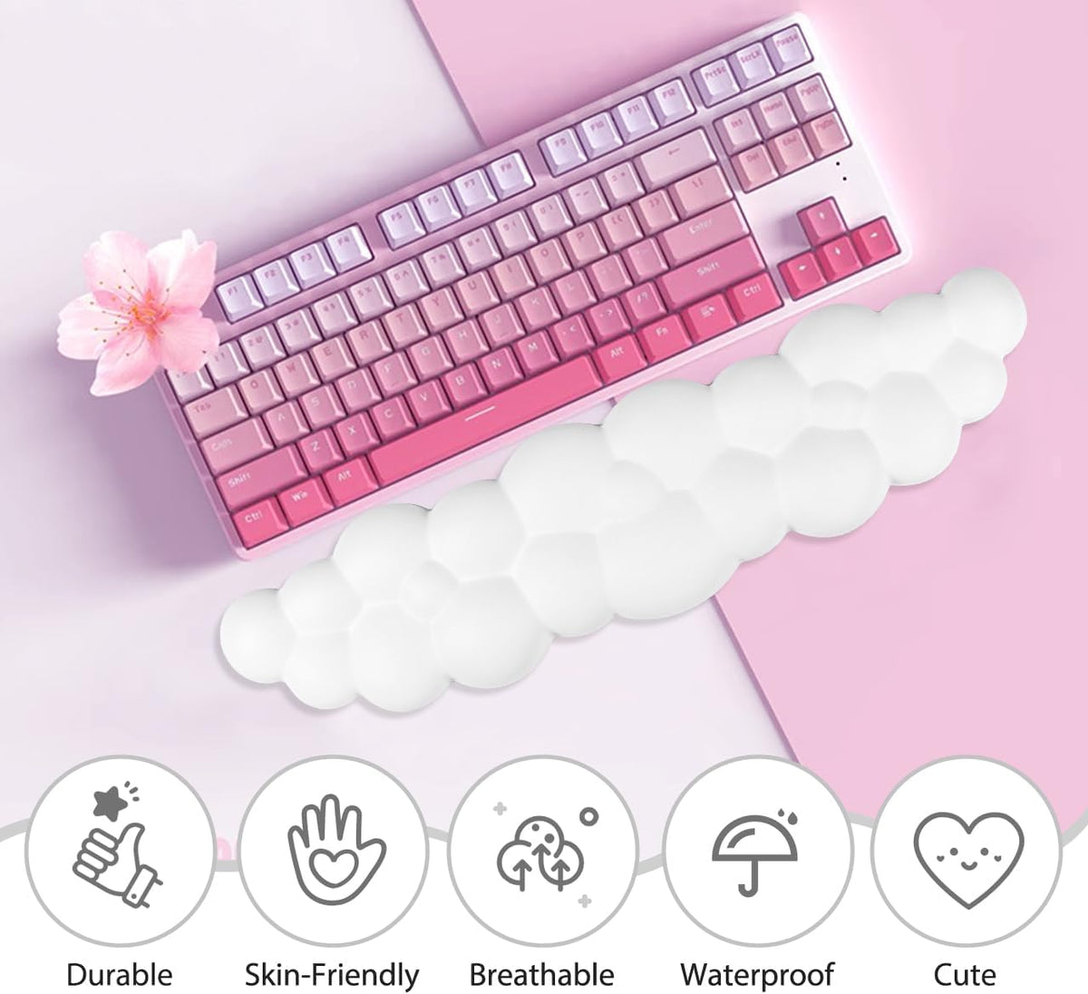 JIKIOU Upgrade Leather Cloud Wrist Rest for Keyboard and Mouse & Cup Pad