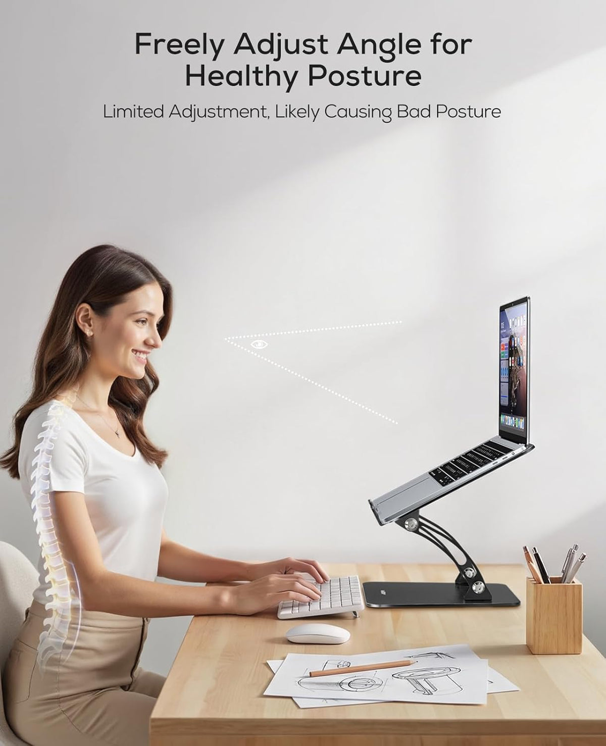 Nulaxy Fully Adjustable Laptop Stand for Desk, Dual Foldable Computer Riser