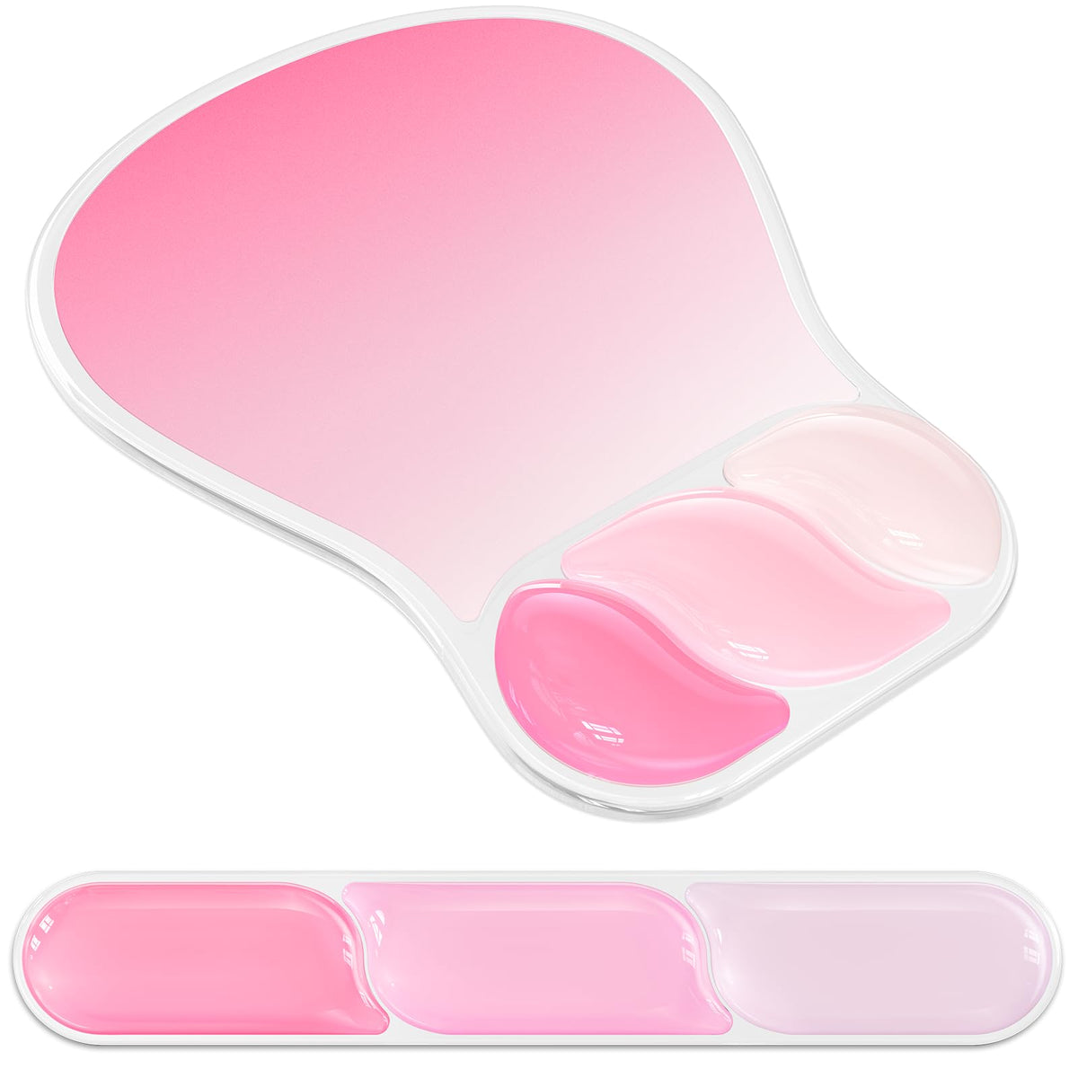 AKIT Ergonomic Mouse Pad with Wrist Rest&Keyboard Wrist Rest Set, Gel, Pink