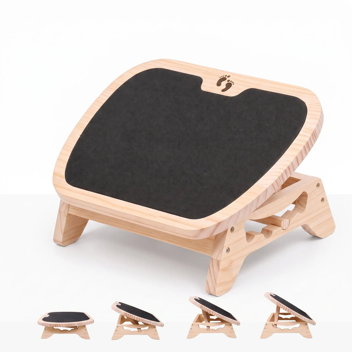 Wooden Under Desk Foot Rest, Adjustable Office Foot Stool with Grip Base