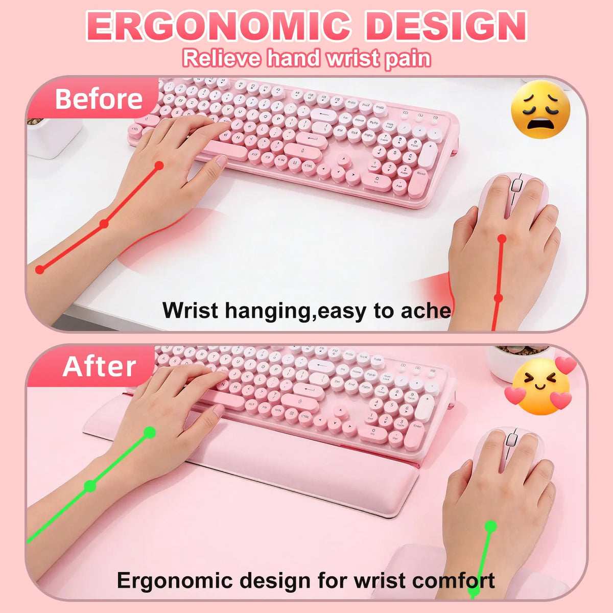Computer Keyboard Wrist Rest Support, Ergonomic Mouse Wrist Pad Set, Memory Foam, Non-Slip Silicone Base, Office Work Gaming, Gaming Keyboard Accessories, Computer Peripherals, Gaming Accessory, Gaming Pc Accessories