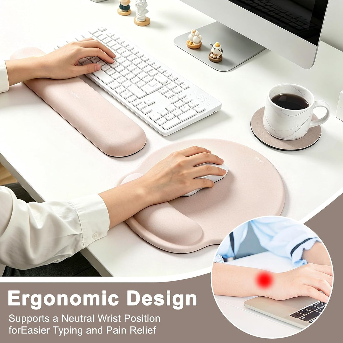 Ergonomic Mouse Pad with Wrist Rest, Mouse Pads for Desk Wrist Support