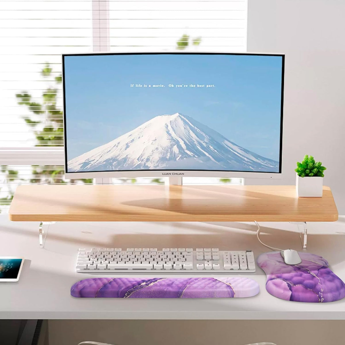 Ergonomic Mouse Pad with Wrist Support and Keyboard Wrist Rest Set