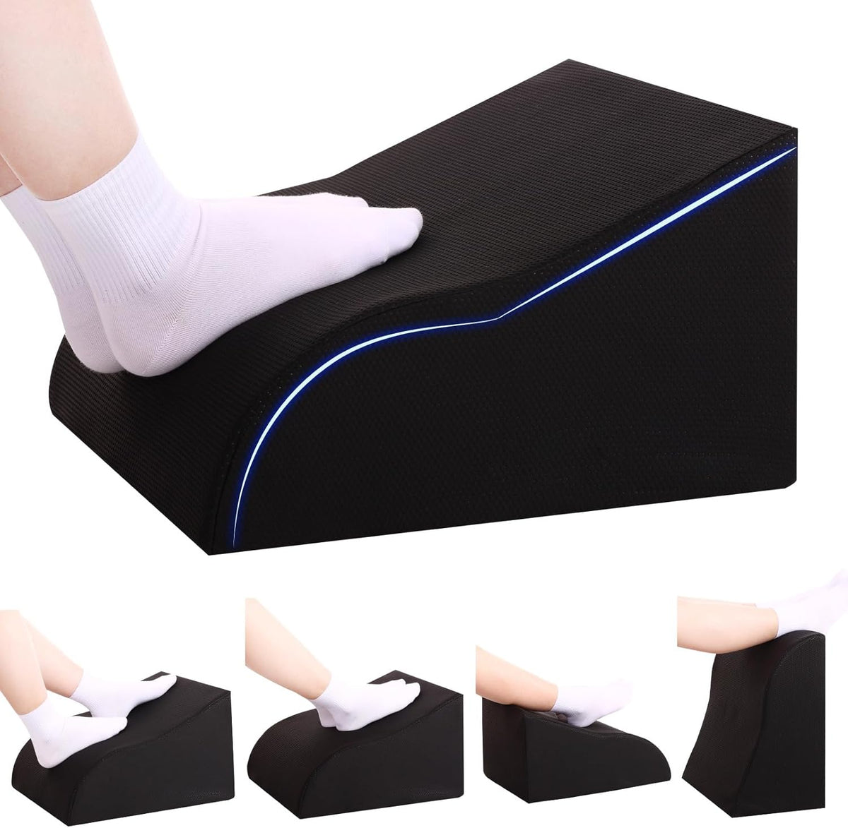 Foot Rest for Under Desk at Work, Ergonomic Under Desk Footrest with Washable Cover for Office, Home & Gaming Leg Elevation Pillow Black